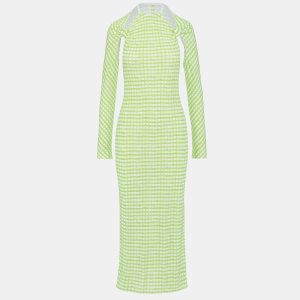 Jacquemus Green Checkered Print Jersey La Robe Nodi Midi Dress M, Dresses - Luxury Closet catalog