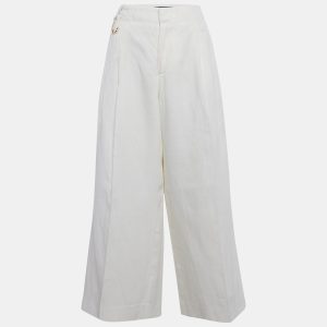 Jacquemus Off-White Linen Wide-Leg Cropped Pants L, Clothing - Luxury Closet catalog