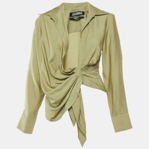 Jacquemus Green Crepe Le Bahia Tie Front Blouse XXS, Shirts & Tops - Luxury Closet catalog