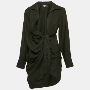 Jacquemus Black Crepe La Robe Bahia Draped Mini Dress XS, Dresses - Luxury Closet catalog