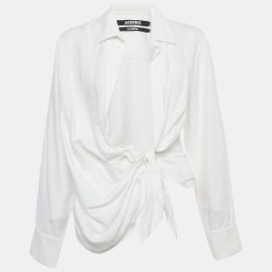 Jacquemus White Viscose Tie-Up Detail Le Raphia Blouse XS, Shirts & Tops - Luxury Closet catalog