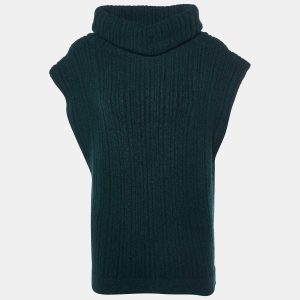 Jacquemus Dark Green Merino Wool Knit Cut-Out Turtleneck Vest XS, Sweaters & Cardigans - Luxury Closet catalog