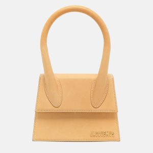 Jacquemus Light Brown Leather Le Chiquito Moyen Top Handle Bag, Satchels - Luxury Closet catalog