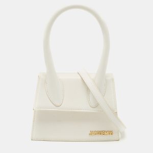 Jacquemus White Leather Le Chiquito Moyen Top Handle Bag, Satchels - Luxury Closet catalog