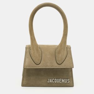 Jacquemus Olive Green Nubuck Leather Mini Le Chiquito Top Handle Bag, Satchels - Luxury Closet catalog