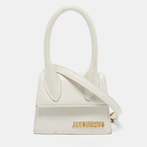 Jacquemus White Leather Mini Le Chiquito Top Handle Bag, Satchels - Luxury Closet catalog