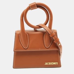 Jacquemus Brown Leather Le Chiquito Noeud Top Handle Bag, Satchels - Luxury Closet catalog