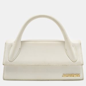 Jacquemus White Leather Le chiquito Long Top Handle Bag, Satchels - Luxury Closet catalog