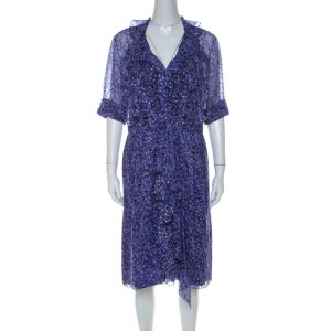 Jason Wu Purple Silk Chiffon Printed Ruffle  Short Dress L, Dresses - Luxury Closet catalog