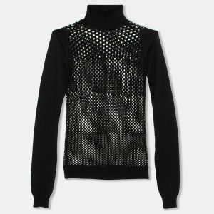 Jean Paul Gaultier Maille Black Patterned Open Knit Long Sleeve Sweater S, Sweaters & Cardigans - Luxury Closet catalog