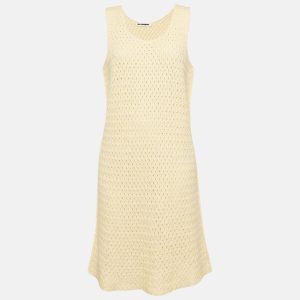 Jil Sander Yellow Crochet Knit Short Sleeveless Dress L, Dresses - Luxury Closet catalog