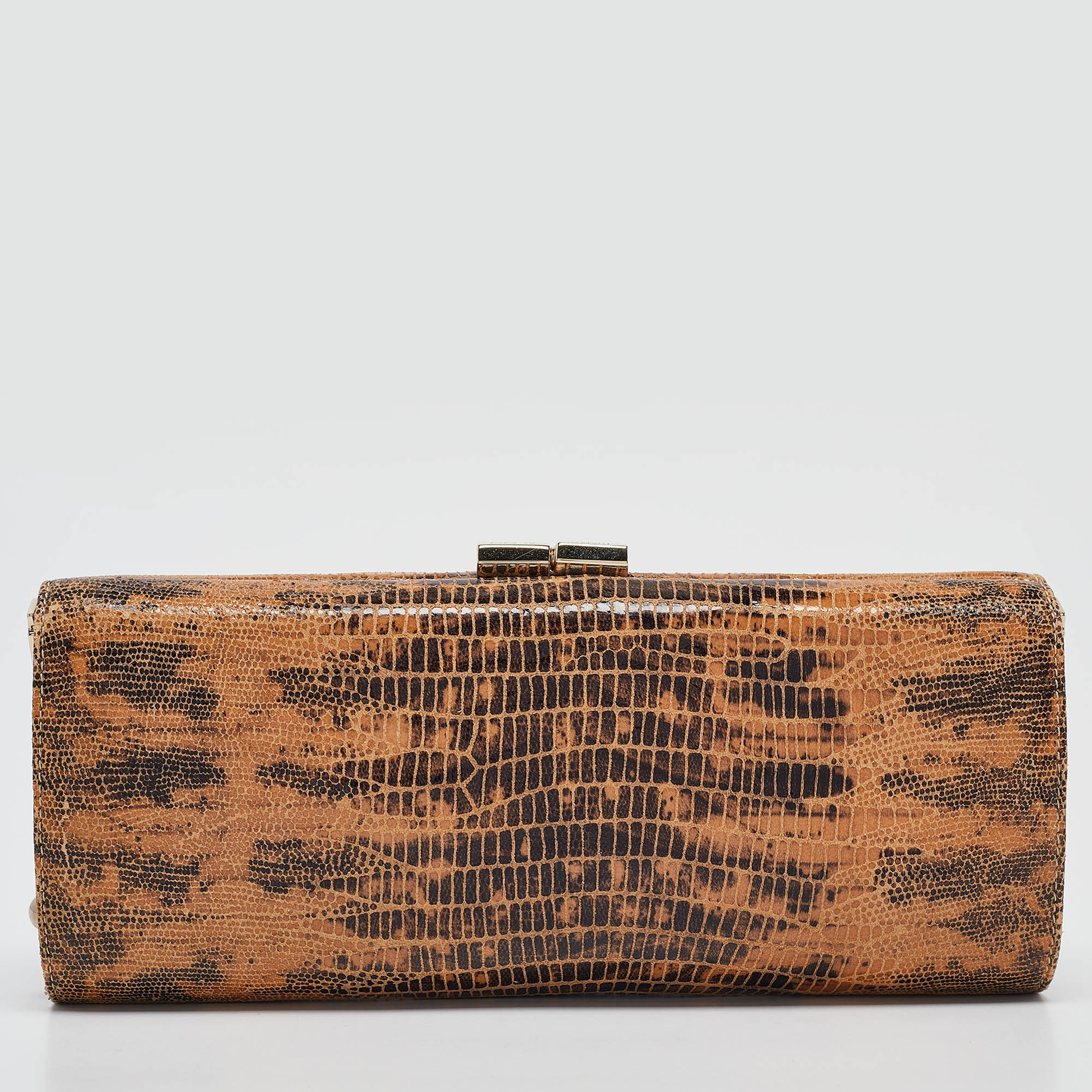 Jimmy Choo Brown Lizard Effect Suede Twill Tube Clutch, Clutches & Special Occasion Bags - Luxury Closet catalog