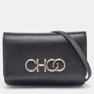 Jimmy Choo Black Leather Logo Flap Crossbody Bag, Handbags - Luxury Closet catalog