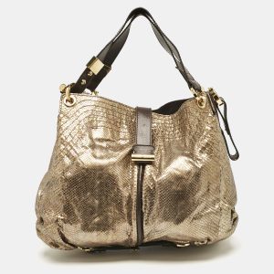 Jimmy Choo Gold/Brown Leather and Snakeskin Alex Shoulder Bag, Shoulder Bags - Luxury Closet catalog