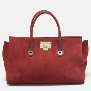 Jimmy Choo Red Suede and Leather Riley Tote, Tote Handbags - Luxury Closet catalog