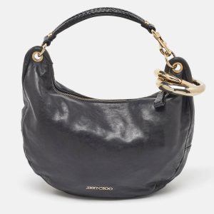 Jimmy Choo Black Leather and Python Small Solar Hobo, Shoulder Bags - Luxury Closet catalog