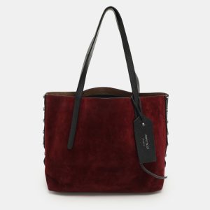 Jimmy Choo Burgundy Leather and Suede Twist Tote, Tote Handbags - Luxury Closet catalog