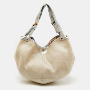 Jimmy Choo Metallic Beige/Silver Canvas and Leather Oracle Hobo, Shoulder Bags - Luxury Closet catalog