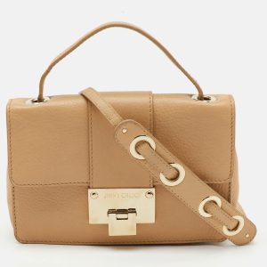 Jimmy Choo Beige Leather Rebel Flap Top Handle Bag, Satchels - Luxury Closet catalog