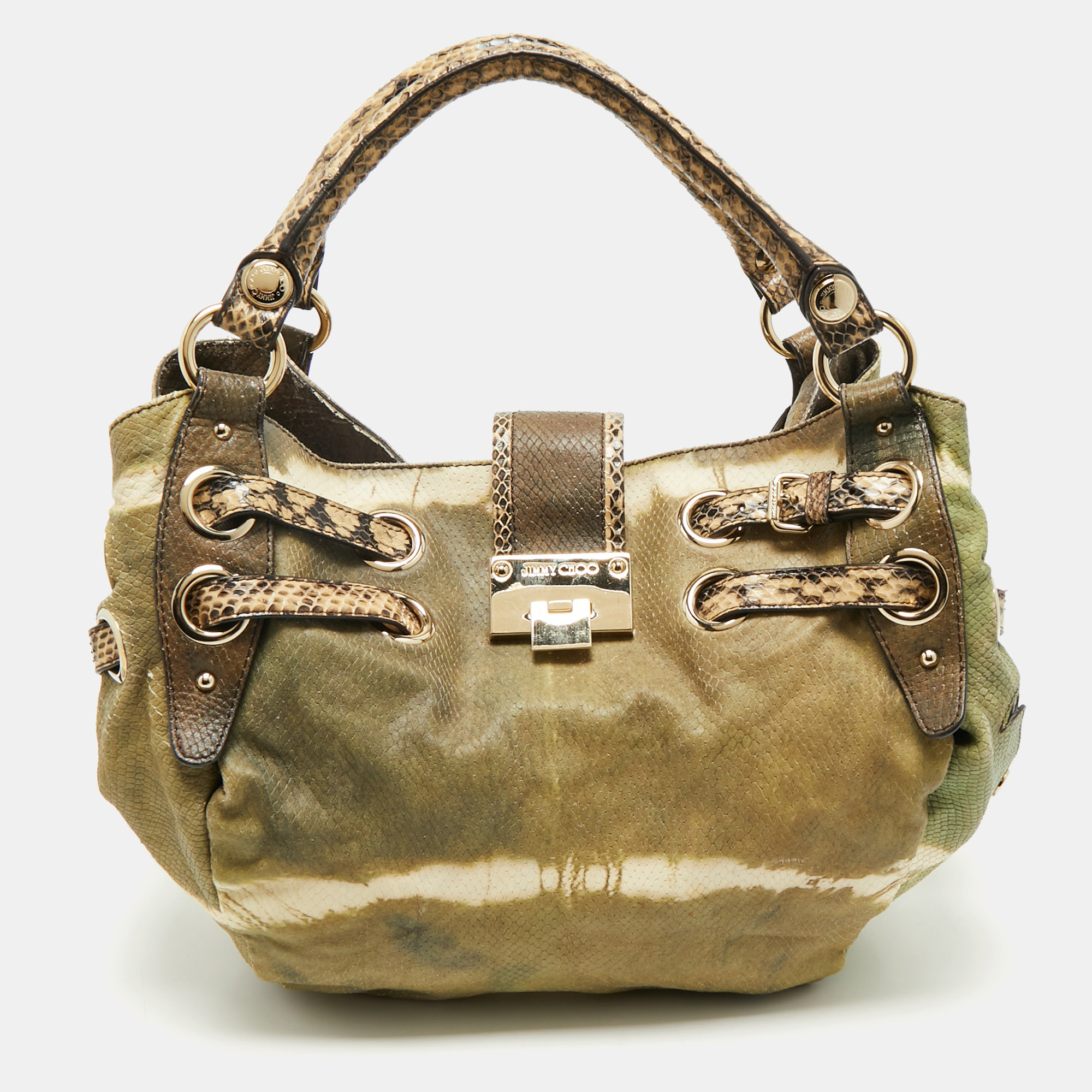 Jimmy Choo Green/Beige Snakeskin Tie-Dye Ramona Hobo, Shoulder Bags - Luxury Closet catalog