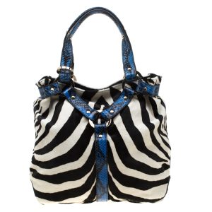 Jimmy Choo Multicolor Zebra Print Calfhair and Snakeskin Trim Odette Shopper Tote, Tote Handbags - Luxury Closet catalog