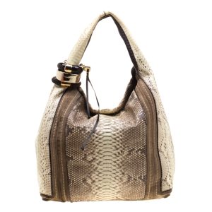 Jimmy Choo Light Yellow/Beige Python and Suede Saba Hobo, Shoulder Bags - Luxury Closet catalog