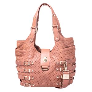 Jimmy Choo Nude Pink Perforated Leather Bardia Buckle Shoulder Bag, Shoulder Bags - Luxury Closet catalog