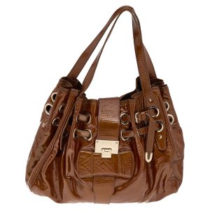 Jimmy Choo Brown Patent Leather Riki Tote, Tote Handbags - Luxury Closet catalog