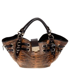 Jimmy Choo Brown Lizard Embossed and Patent Leather Hobo, Shoulder Bags - Luxury Closet catalog