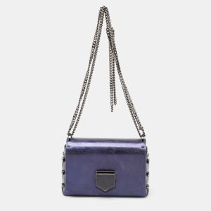 Jimmy Choo Metallic Navy Blue Leather Lockett City Shoulder Bag, Shoulder Bags - Luxury Closet catalog
