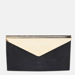 Jimmy Choo Black Shimmer Suede Charlize Metal Envelope Clutch, Clutches & Special Occasion Bags - Luxury Closet catalog