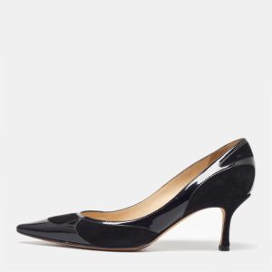 Jimmy Choo Black Suede and Patent Leather Pointed Toe Pumps Size 38.5, Pumps - Luxury Closet catalog
