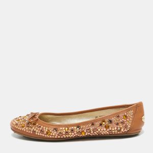 Jimmy Choo Brown Leather Crystal Embellished Ballet Flats Size 38, Flats - Luxury Closet catalog