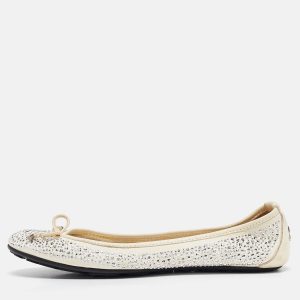 Jimmy Choo Cream Crystal Embellished Leather Weber Ballet Flats Size 38, Flats - Luxury Closet catalog
