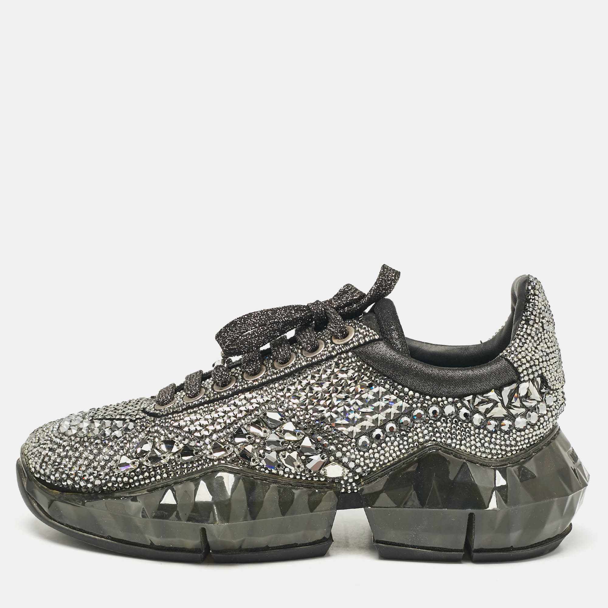 Jimmy Choo Metallic Black Suede Embellished Diamond Sneakers Size 39, Athletic Shoes & Sneakers - Luxury Closet catalog