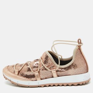 Jimmy Choo Rose Pink Metallic Leather and Sequins Andrea Sneakers Size 38, Athletic Shoes & Sneakers - Luxury Closet catalog