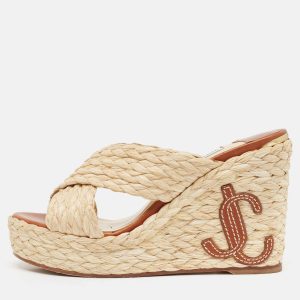 Jimmy Choo Beige Raffia Dovina Wedge Sandals Size 36, Sandals - Luxury Closet catalog