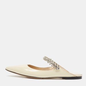 Jimmy Choo Cream Patent Leather Bing 65 Crystal Embellished Mule Size 36, Sandals - Luxury Closet catalog