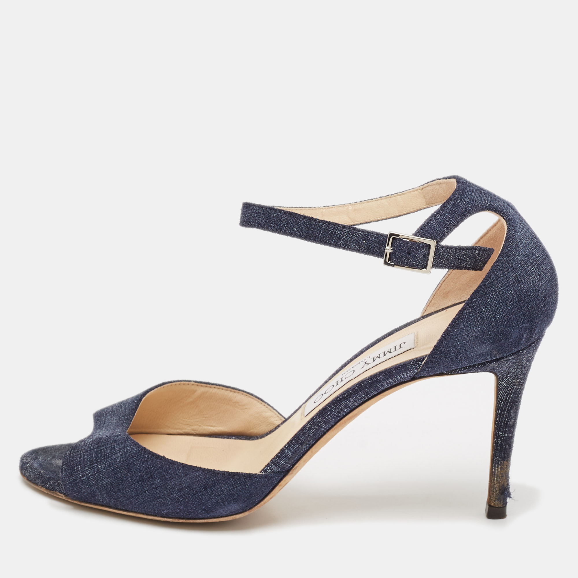 Jimmy Choo Navy Blue Denim Annie Ankle Strap Sandals Size 38, Sandals - Luxury Closet catalog