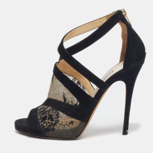 Jimmy Choo Black Lace and Suede Flyte Sandals Size 40, Sandals - Luxury Closet catalog