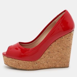 Jimmy Choo Red Patent Leather Papina Wedge Pumps Size 37, Pumps - Luxury Closet catalog