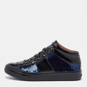 Jimmy Choo Black/Navy Blue Patent Leather and Sequins Low Top Sneakers Size 37, Athletic Shoes & Sneakers - Luxury Closet catalog