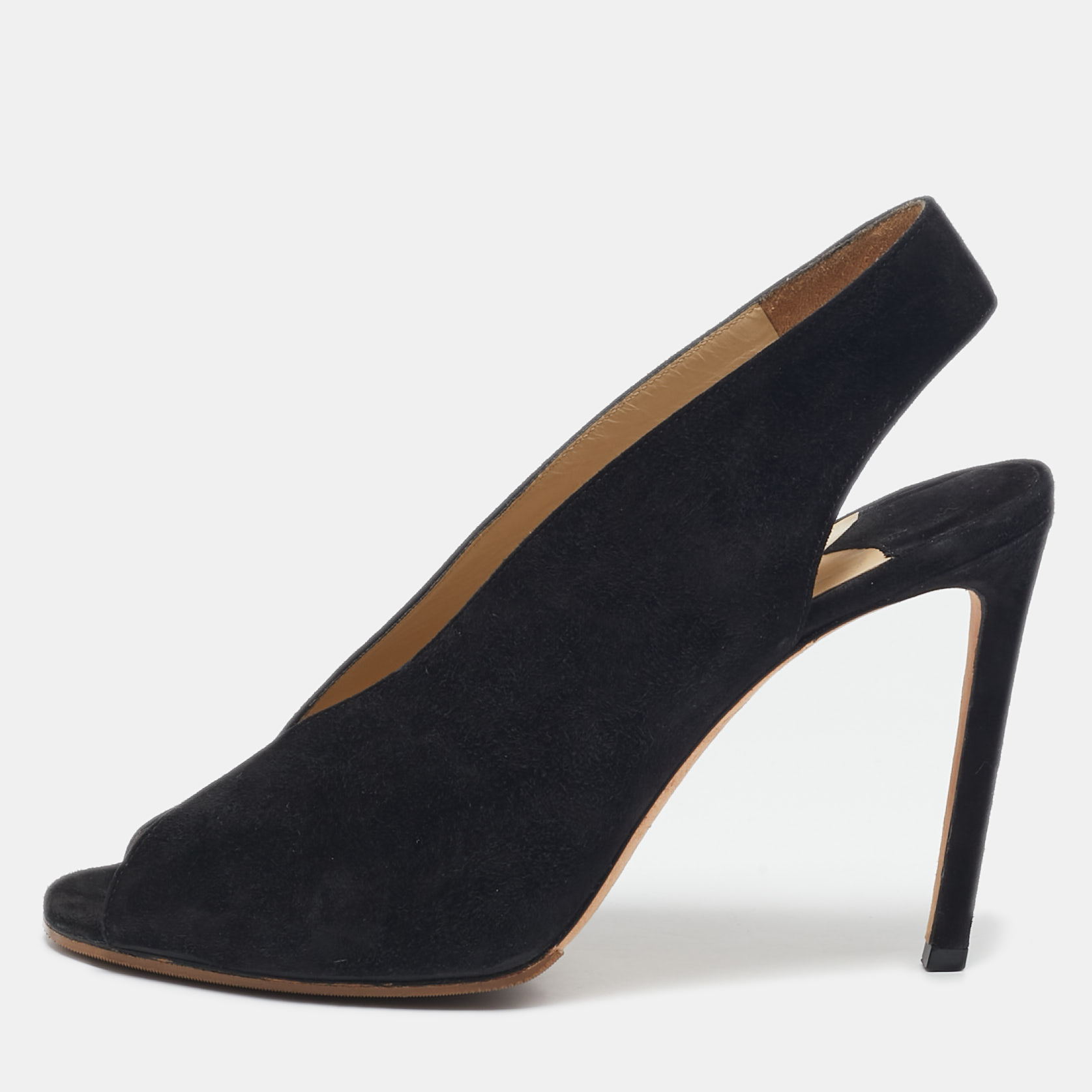 Jimmy Choo Black Suede Peep Toe Slingback Pumps Size 39, Pumps - Luxury Closet catalog