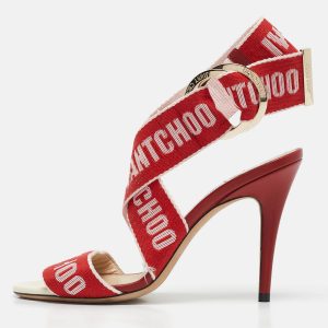 Jimmy Choo Red Canvas Bailey Ankle Wrap Sandals Size 37, Sandals - Luxury Closet catalog