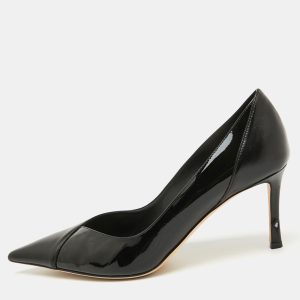 Jimmy Choo Black Patent Leather and Leather Cass Pointed Toe Pumps Size 38, Pumps - Luxury Closet catalog