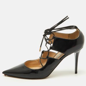 Jimmy Choo Black Patent Leather Hoops Lace Up Pumps Size 38, Pumps - Luxury Closet catalog