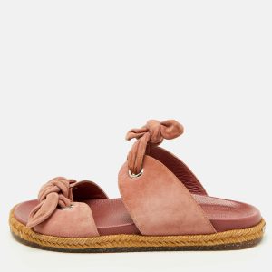 Jimmy Choo Pink Suede Bow Flat Slides Size 38, Flats - Luxury Closet catalog