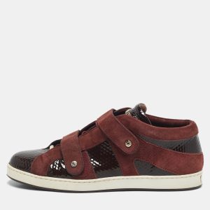 Jimmy Choo Burgundy Suede and Patent Leather Trainers Low Top Sneakers 38.5, Athletic Shoes & Sneakers - Luxury Closet catalog