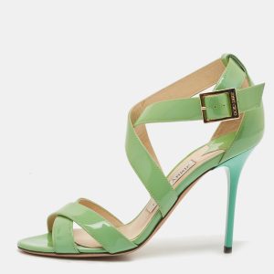 Jimmy Choo Green Patent Leather Louise Ankle Strap Sandals Size 37, Sandals - Luxury Closet catalog