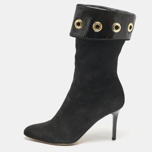Jimmy Choo Black Patent Leather and Suede Eyelet Mid Calf Boots Size 36, Boots - Luxury Closet catalog